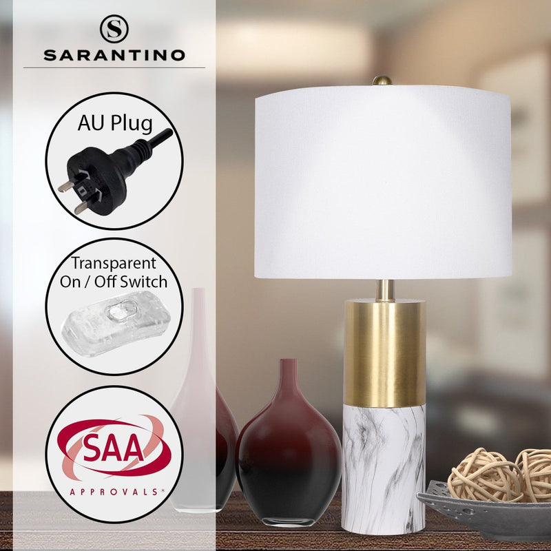 Sarantino Metal And Marble Table Lamp - White Payday Deals