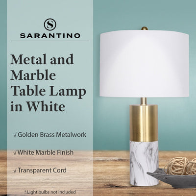 Sarantino Metal And Marble Table Lamp - White Payday Deals