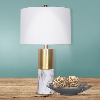 Sarantino Metal And Marble Table Lamp - White Payday Deals