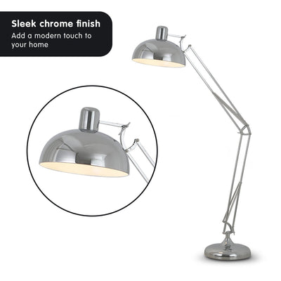 Sarantino Metal Architect Floor Lamp Shade Adjustable Height - Chrome Payday Deals