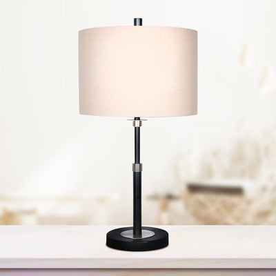 Sarantino Metal Table Lamp with Linen Drum Shade Payday Deals