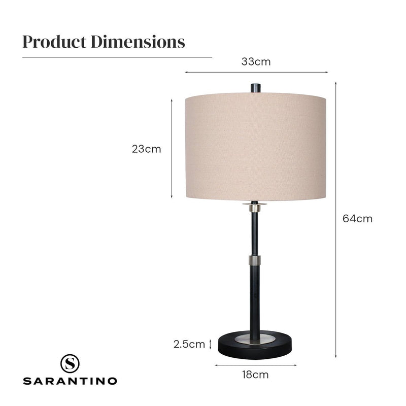 Sarantino Metal Table Lamp with Linen Drum Shade Payday Deals