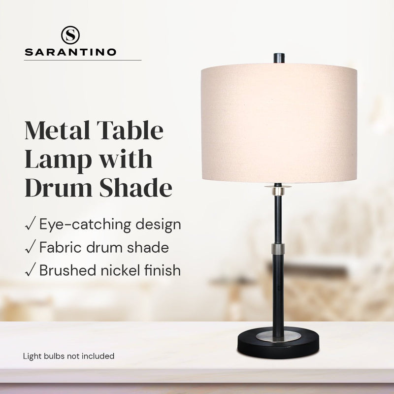 Sarantino Metal Table Lamp with Linen Drum Shade Payday Deals