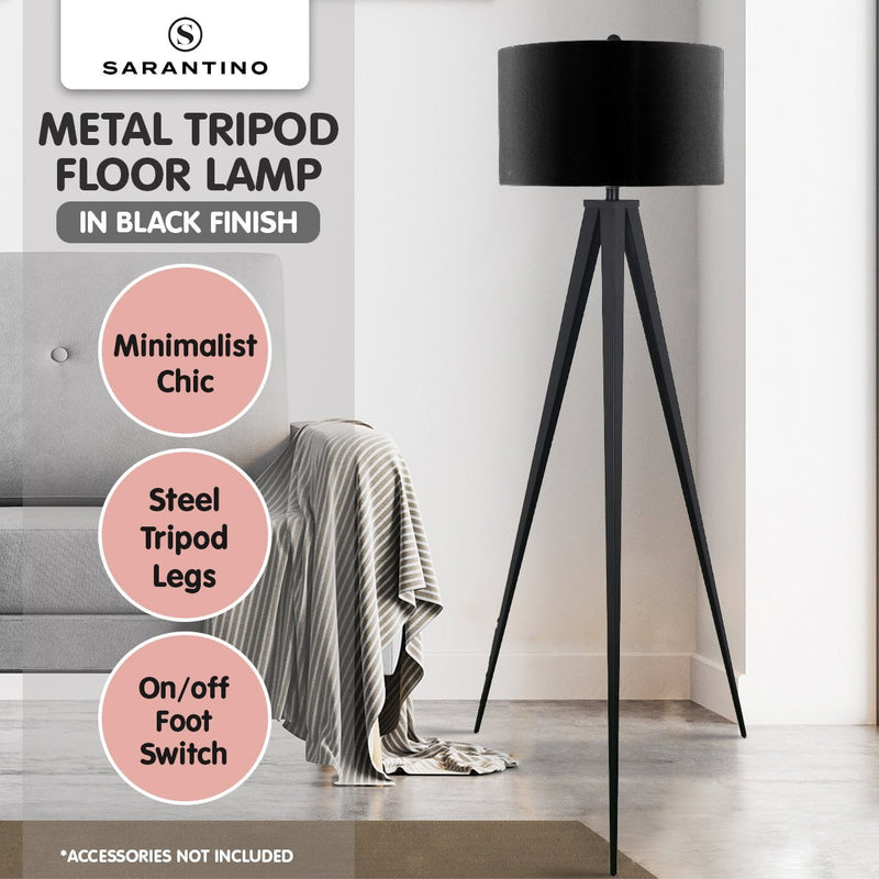 Sarantino Minimalist Modern Tripod Floor Lamp Black Payday Deals