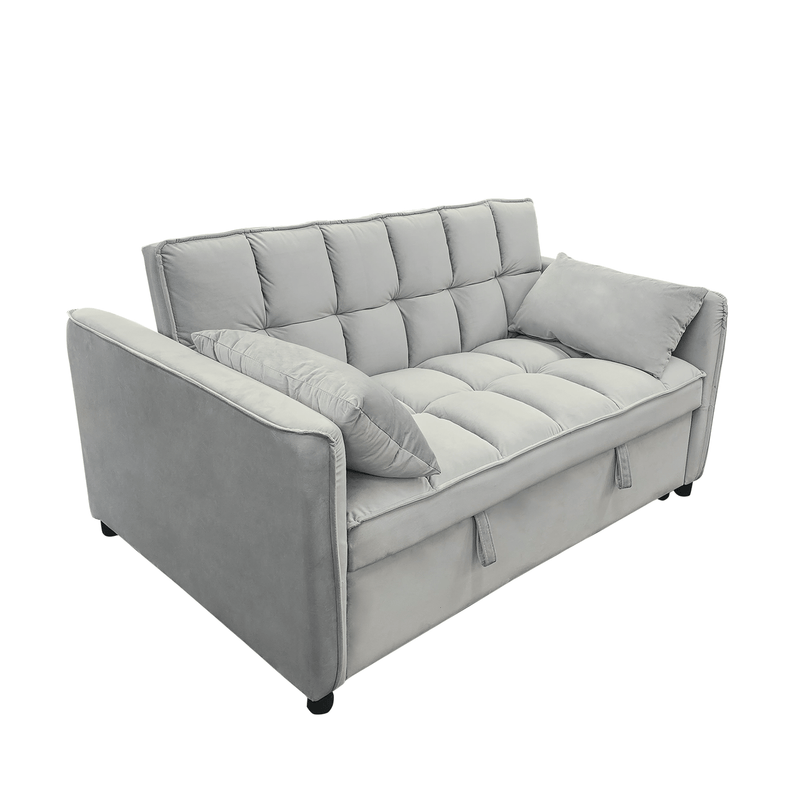 Sarantino Quincy 2-Seater Velvet Sofa Bed in Dark Grey with Wooden Frame and Tufted Design - Light Grey Payday Deals