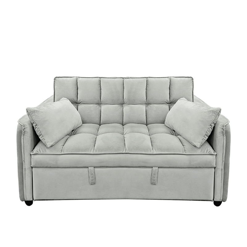 Sarantino Quincy 2-Seater Velvet Sofa Bed in Dark Grey with Wooden Frame and Tufted Design - Light Grey Payday Deals