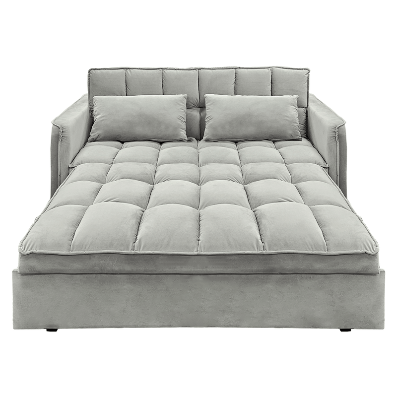 Sarantino Quincy 2-Seater Velvet Sofa Bed in Dark Grey with Wooden Frame and Tufted Design - Light Grey Payday Deals