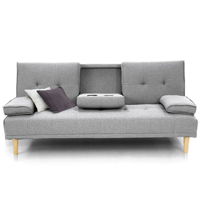 Sarantino Rochester Linen Fabric Sofa Bed Lounge Couch Futon Furniture Suite - Light Grey Payday Deals