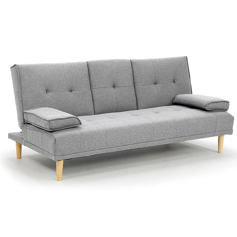 Sarantino Rochester Linen Fabric Sofa Bed Lounge Couch Futon Furniture Suite - Light Grey Payday Deals