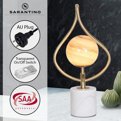 Sarantino Sculptural Orange Glass Table Lamp With White Marble Base Payday Deals