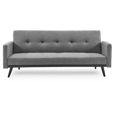 Sarantino Tufted Faux Linen 3-Seater Sofa Bed with Armrests - Light Grey Payday Deals