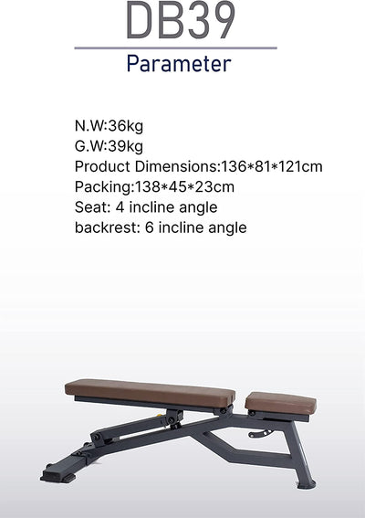 Sardine Sport Heavy Duty Bench Foldable Adjustable Commercial Grade Capacity 450kg(Brown) Payday Deals