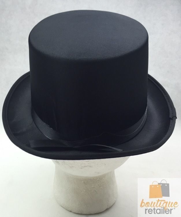 SATIN TOP HAT Costume Party Cap Fancy Dress Trilby Fedora One Size - Black Payday Deals