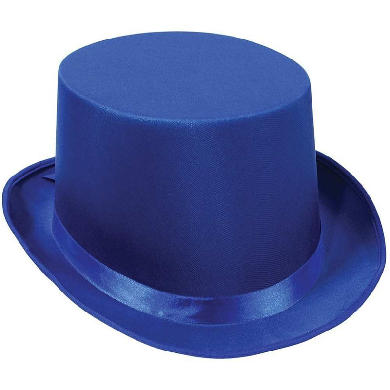 SATIN TOP HAT Costume Party Cap Fancy Dress Trilby Fedora One Size - Blue Payday Deals