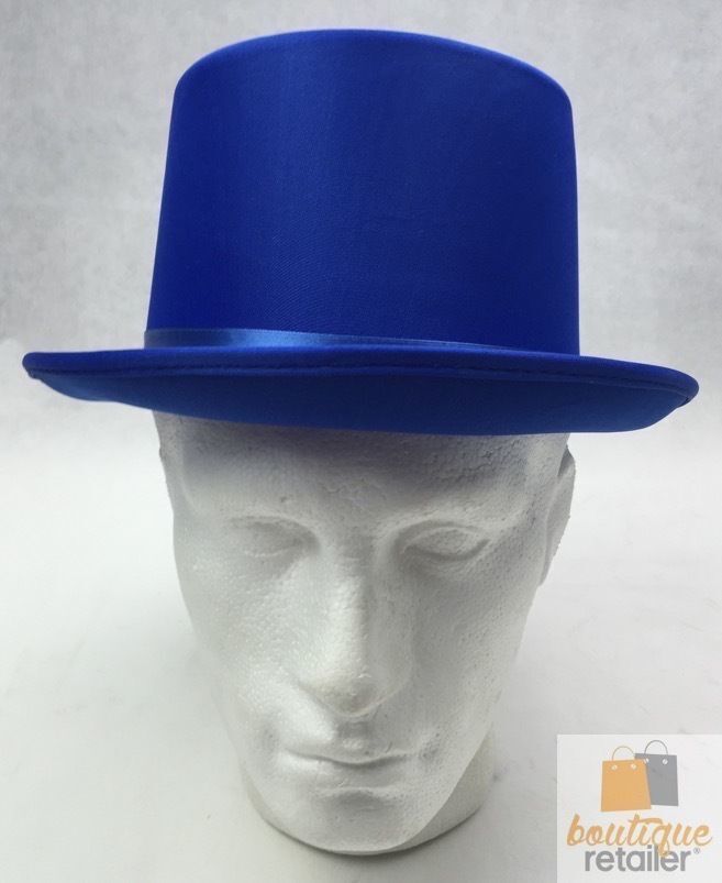 SATIN TOP HAT Costume Party Cap Fancy Dress Trilby Fedora One Size - Blue Payday Deals