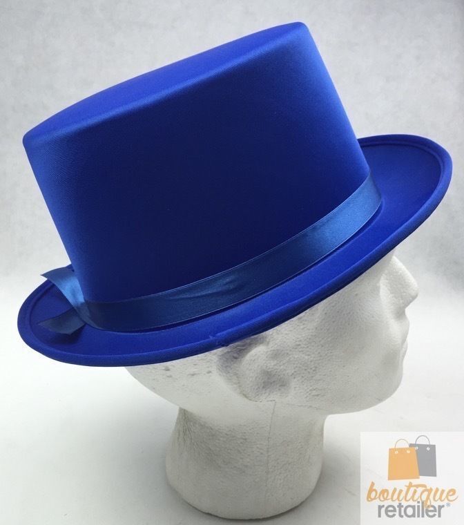 SATIN TOP HAT Costume Party Cap Fancy Dress Trilby Fedora One Size - Blue Payday Deals