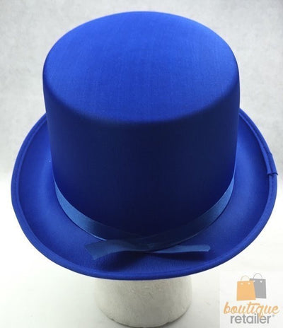 SATIN TOP HAT Costume Party Cap Fancy Dress Trilby Fedora One Size - Blue Payday Deals