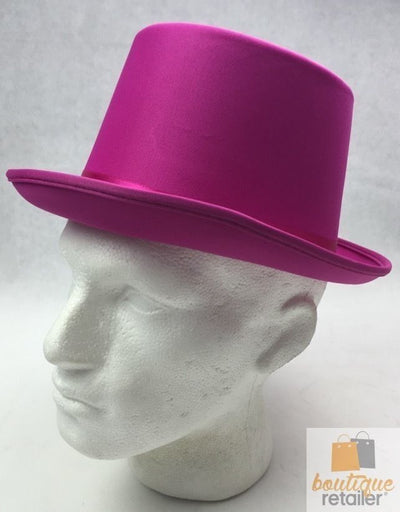 SATIN TOP HAT Costume Party Cap Fancy Dress Trilby Fedora One Size - Hot Pink Payday Deals