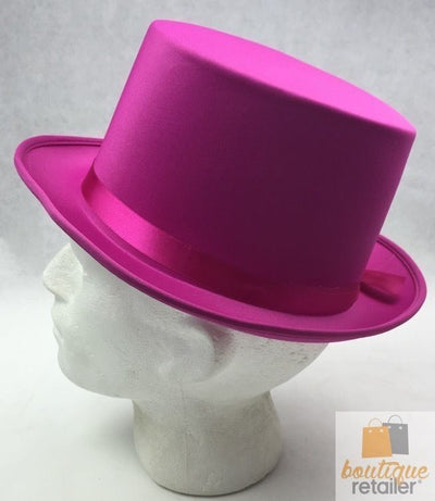 SATIN TOP HAT Costume Party Cap Fancy Dress Trilby Fedora One Size - Hot Pink Payday Deals