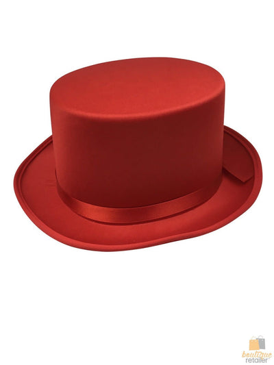 SATIN TOP HAT Costume Party Cap Fancy Dress Trilby Fedora One Size - Red Payday Deals