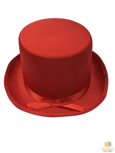 SATIN TOP HAT Costume Party Cap Fancy Dress Trilby Fedora One Size - Red Payday Deals