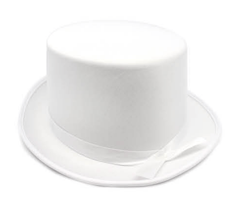 SATIN TOP HAT Costume Party Cap Fancy Dress Trilby Fedora One Size - White Payday Deals