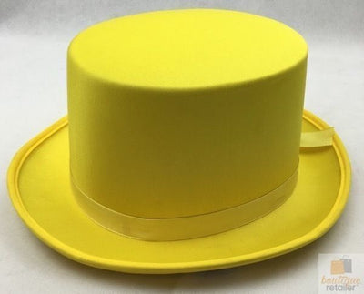 SATIN TOP HAT Costume Party Cap Fancy Dress Trilby Fedora One Size - Yellow Payday Deals