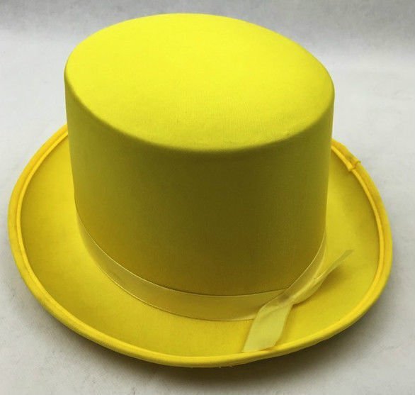 SATIN TOP HAT Costume Party Cap Fancy Dress Trilby Fedora One Size - Yellow Payday Deals