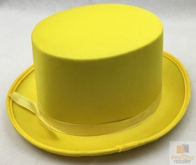 SATIN TOP HAT Costume Party Cap Fancy Dress Trilby Fedora One Size - Yellow Payday Deals