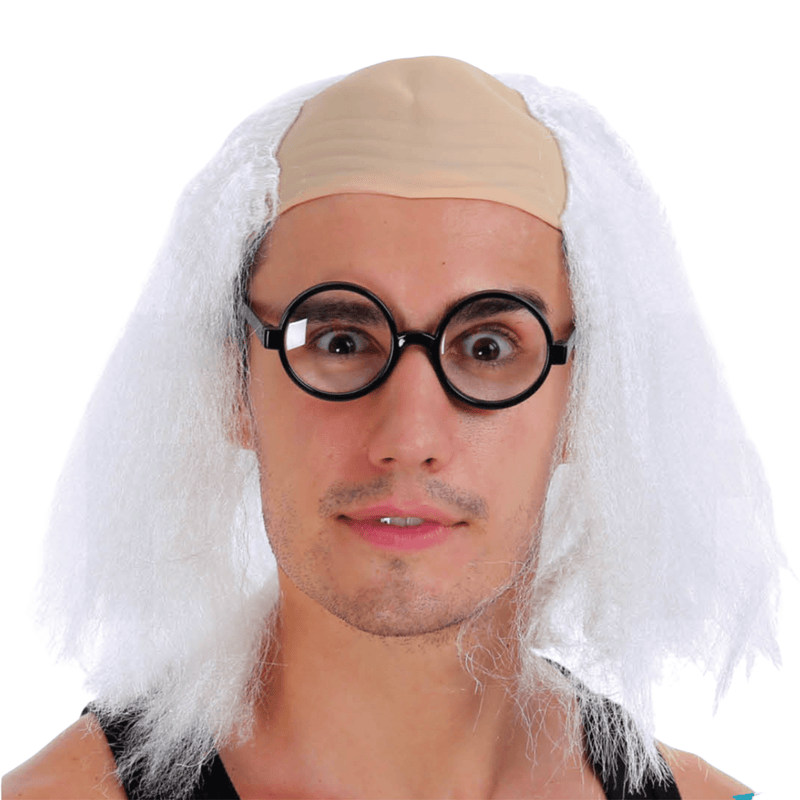 SCIENTIST WIG Mad Einstein Costume Fancy Dress White Hair Halloween Man Doc Payday Deals