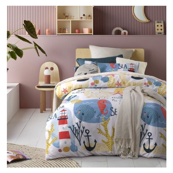 Seaside Glow In The Dark Quilt Cover Sets by Happy Kids Single Payday Deals