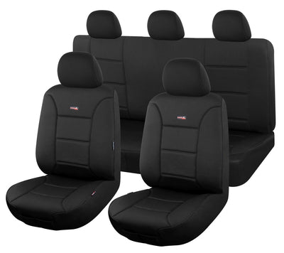 Seat Covers for NISSAN NAVARA D23 SERIES 1-2 NP300 03/2015 - 10/2017 DUAL CAB FR BLACK SHARKSKIN