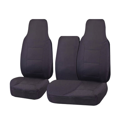 Seat Covers for TOYOTA HI ACE TRH-KDH SERIES 03/2005 - 2015 LWB UTILITY VAN FRONT HIGH BUCKET + _ BENCH WITH FOLD DOWN ARMREST/TRAY CHARCOAL CHALLENGER