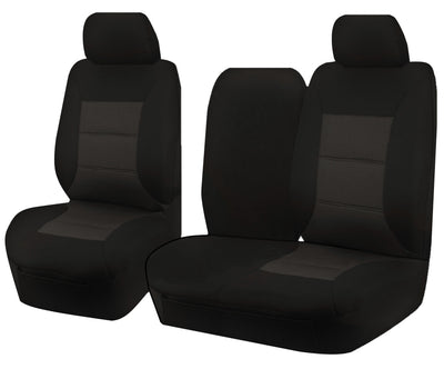 Seat Covers for TOYOTA LANDCRUISER 100 SERIES 1998 - 2015 STANDARD HZJ-FZJ105R FRONT BUCKET + _ BENCH WITH FOLD DOWN ARMREST/CUP HOLDER BLACK PREMIUM