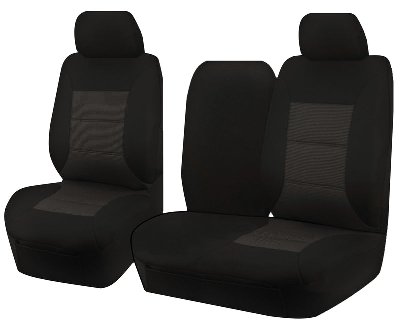 Seat Covers for TOYOTA LANDCRUISER 100 SERIES 1998 - 2015 STANDARD HZJ-FZJ105R FRONT BUCKET + _ BENCH WITH FOLD DOWN ARMREST/CUP HOLDER BLACK PREMIUM Payday Deals