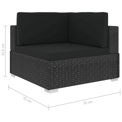 Sectional Corner Chair 1 pc with Cushions Poly Rattan Black Payday Deals