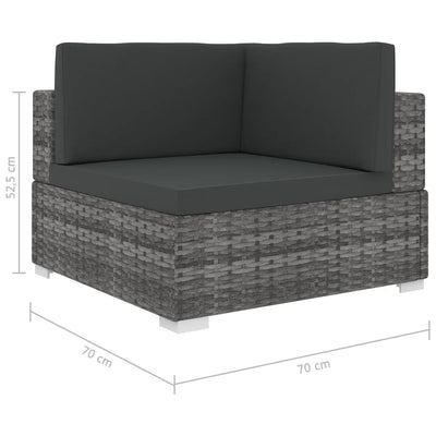 Sectional Corner Chair 1 pc with Cushions Poly Rattan Grey Payday Deals