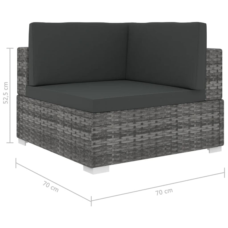 Sectional Corner Chair 1 pc with Cushions Poly Rattan Grey Payday Deals