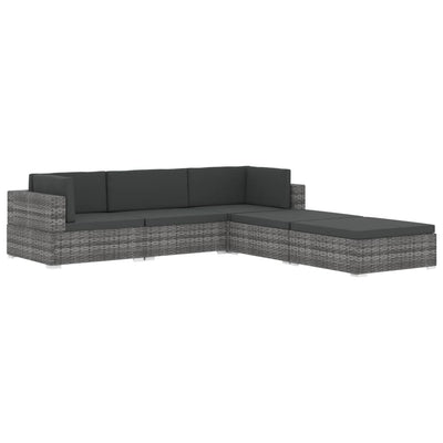 Sectional Corner Chair 1 pc with Cushions Poly Rattan Grey Payday Deals
