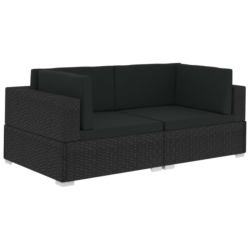 Sectional Corner Chairs 2 pcs with Cushions Poly Rattan Black Payday Deals