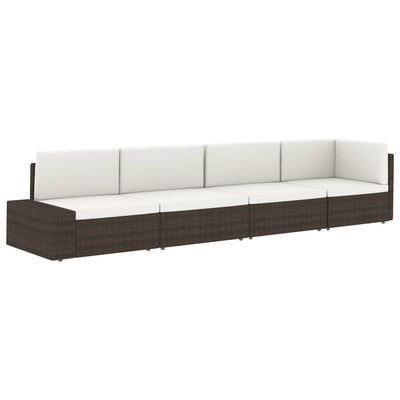 Sectional Corner Sofa with Left Armrest Poly Rattan Brown Payday Deals