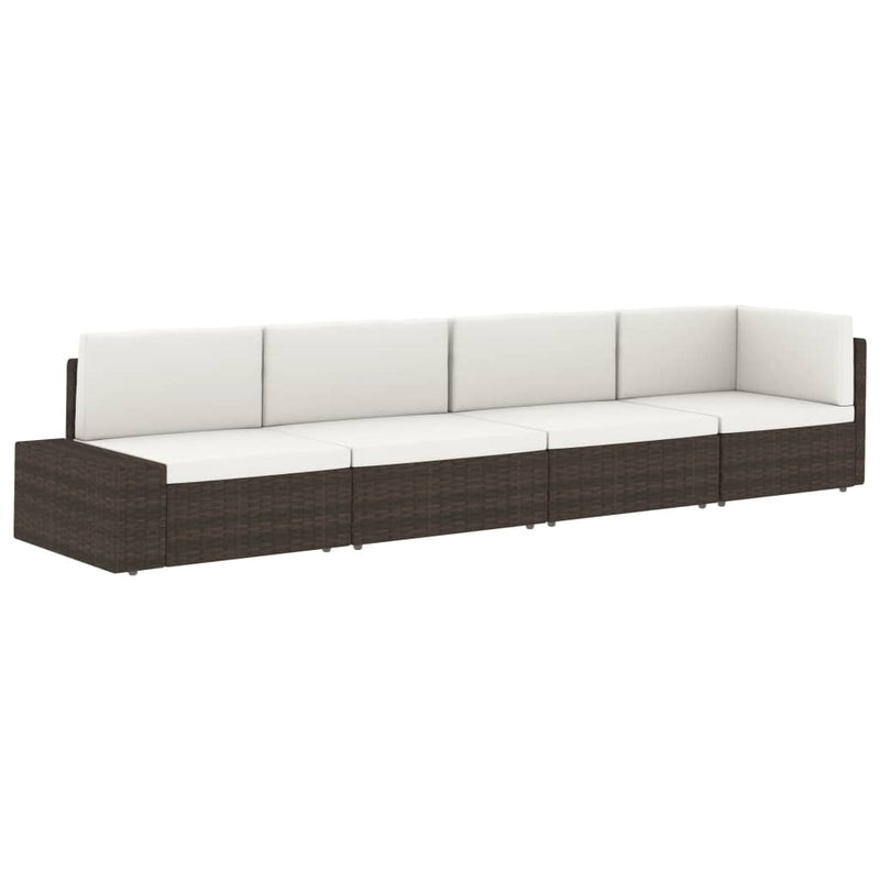 Sectional Corner Sofa with Left Armrest Poly Rattan Brown Payday Deals