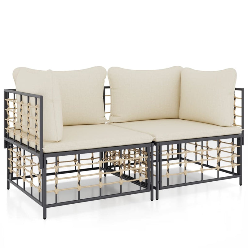 Sectional Corner Sofas with Cushions 2 pcs Poly Rattan Payday Deals