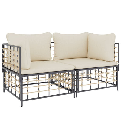 Sectional Corner Sofas with Cushions 2 pcs Poly Rattan Payday Deals