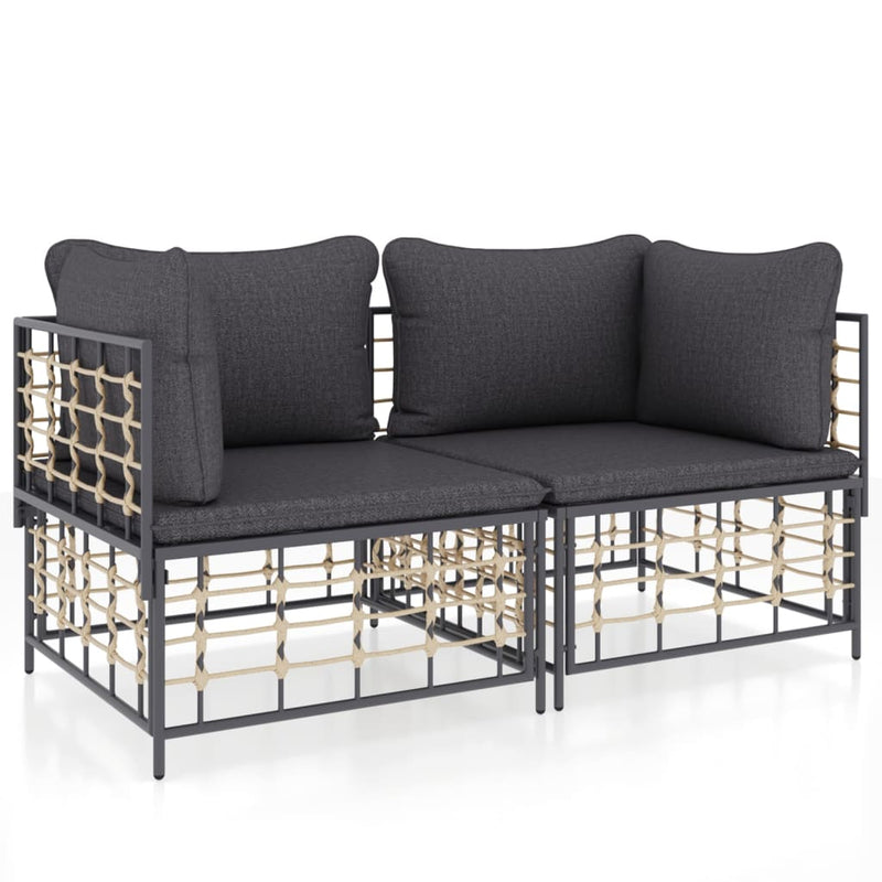 Sectional Corner Sofas with Cushions 2 pcs Poly Rattan Payday Deals