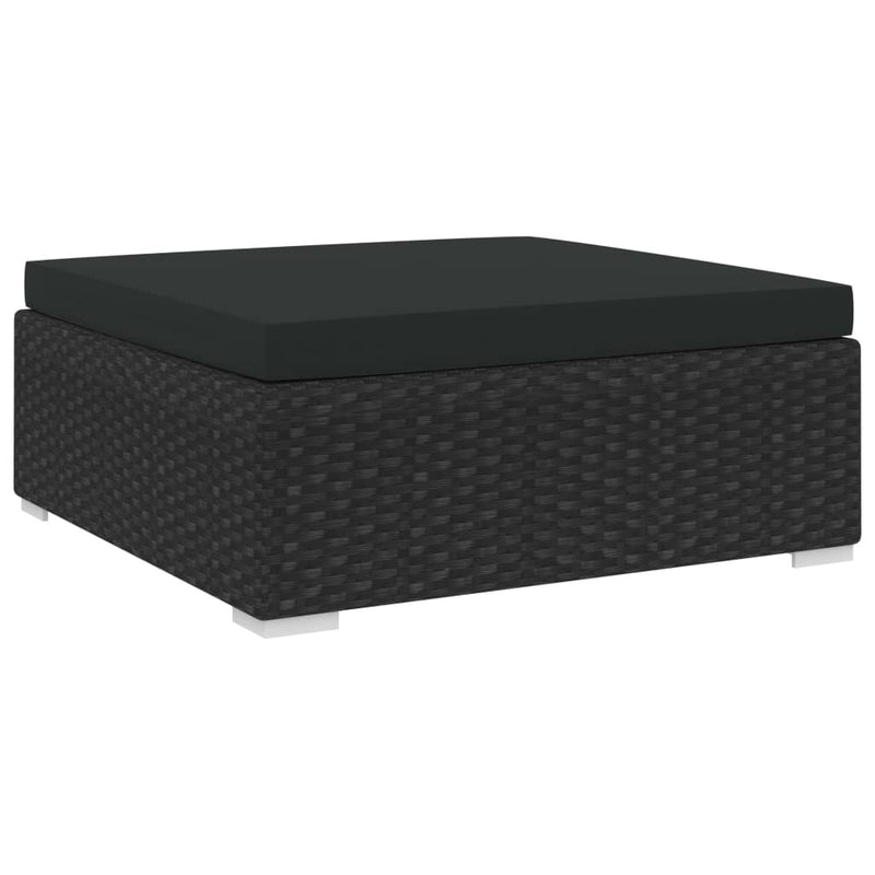 Sectional Footrest 1 pc with Cushion Poly Rattan Black Payday Deals