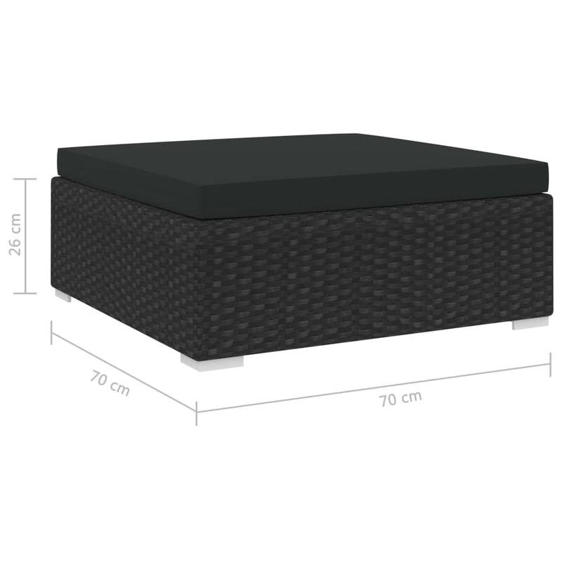 Sectional Footrest 1 pc with Cushion Poly Rattan Black Payday Deals