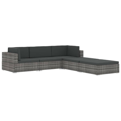 Sectional Footrest 1 pc with Cushion Poly Rattan Black Payday Deals