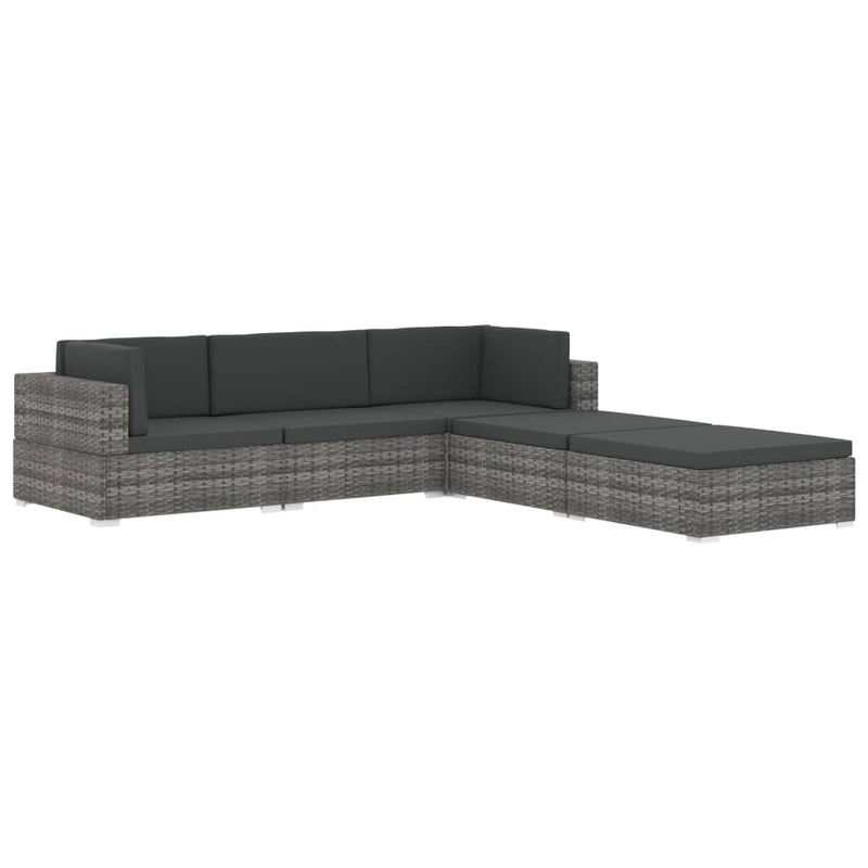 Sectional Footrest 1 pc with Cushion Poly Rattan Black Payday Deals