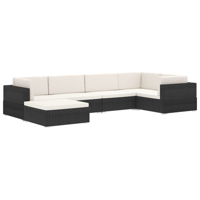 Sectional Footrest 1 pc with Cushion Poly Rattan Black Payday Deals